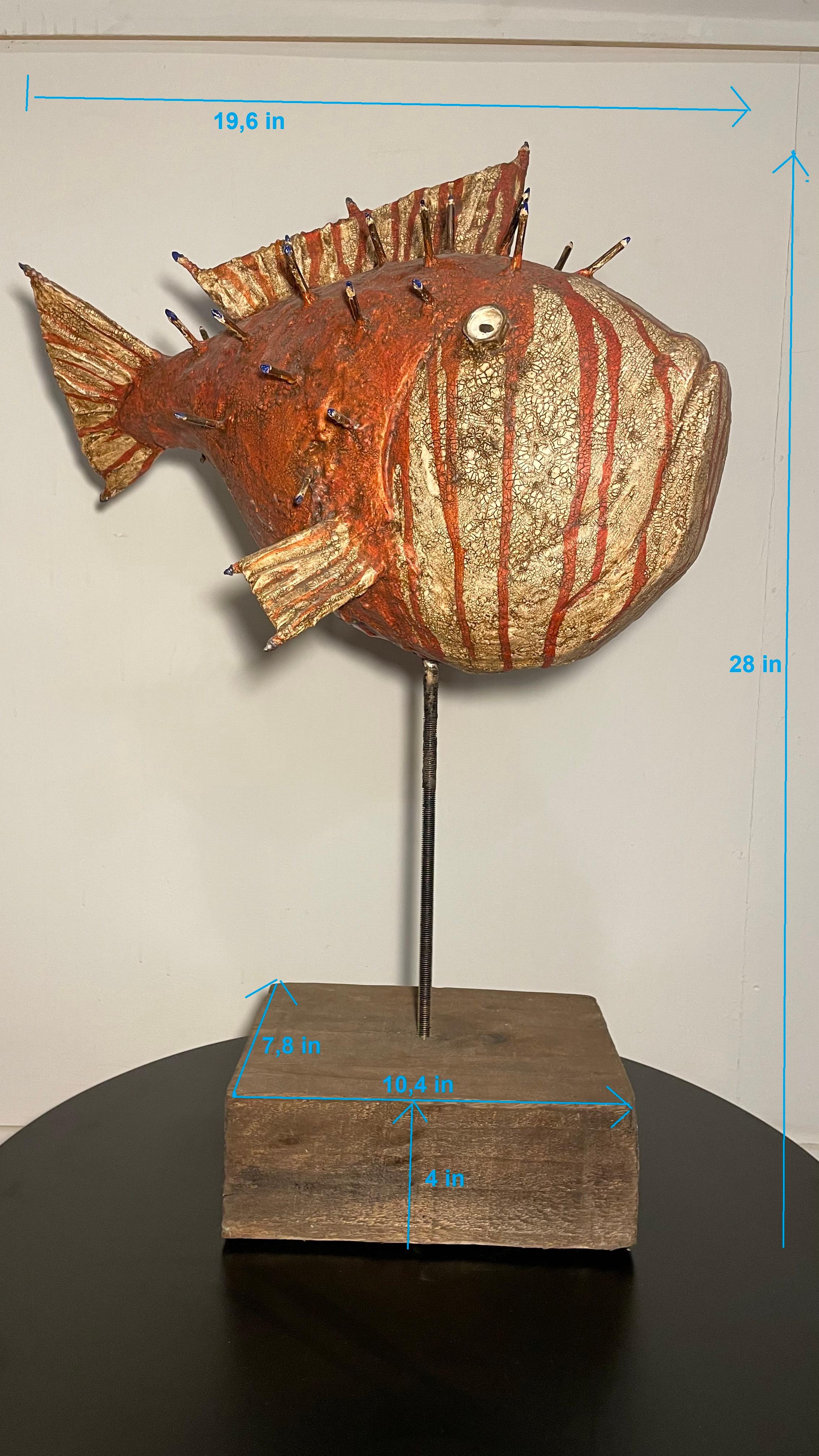 Iron Contemporary Fish Sculpture 