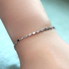Contemporary Flat Circle Diamond Link Bracelet in White Gold