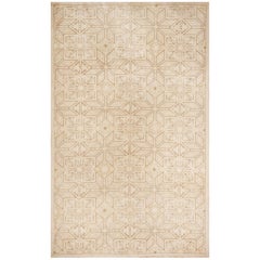 Contemporary Flat-Weave and Wool Rug in Beige Geometric Pattern by Rug & Kilim