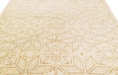 Contemporary Flat-Weave and Wool Rug in Beige Geometric Pattern by Rug & Kilim