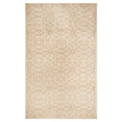 Tappeto contemporaneo a trama piatta e lana con motivo geometrico beige di Rug & Kilim