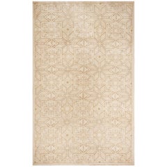 Alfombra contemporánea de lana y tejido plano con diseño geométrico beige by Rug & Kilim