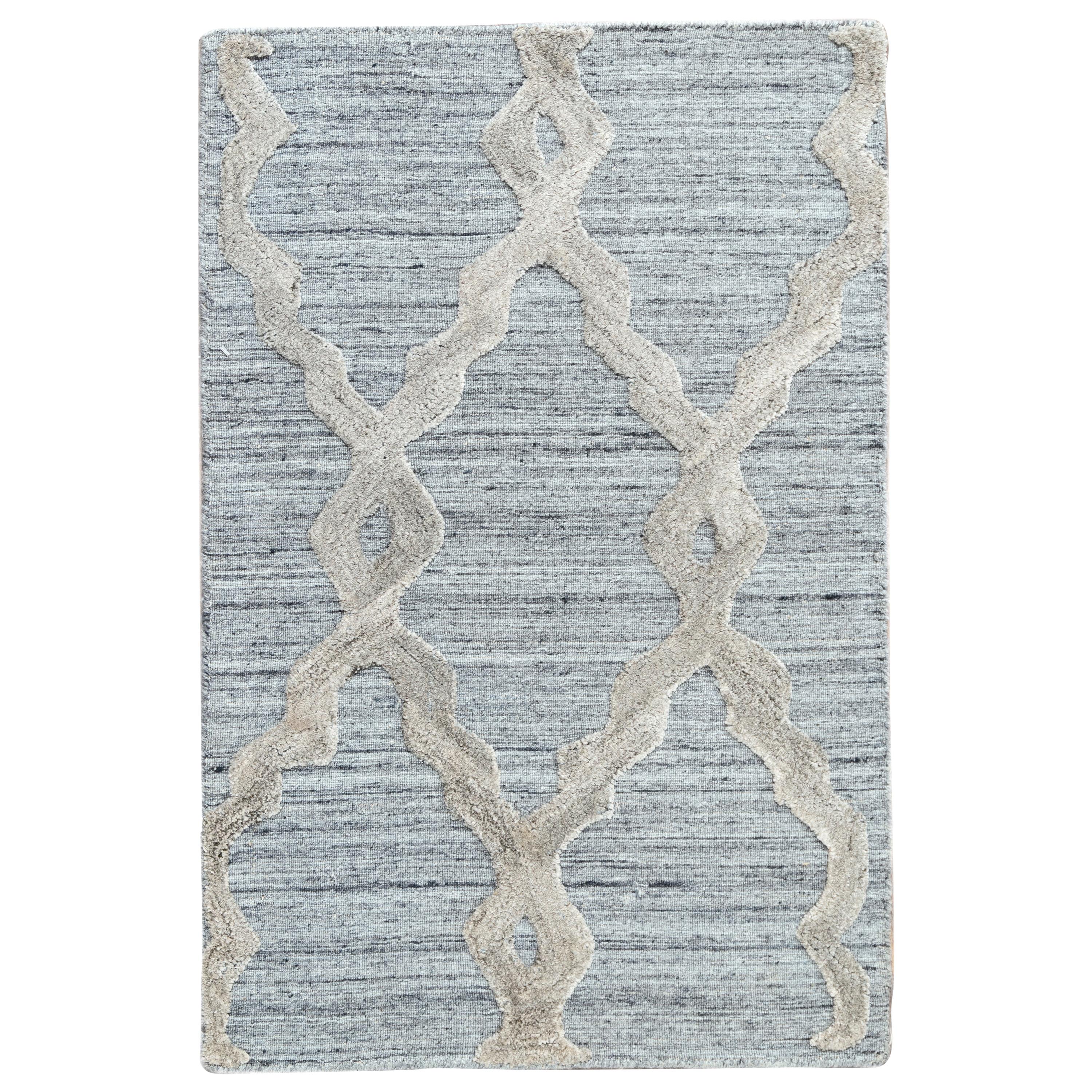 Contemporary Flat-Weave Custom Wool Rug For Sale
