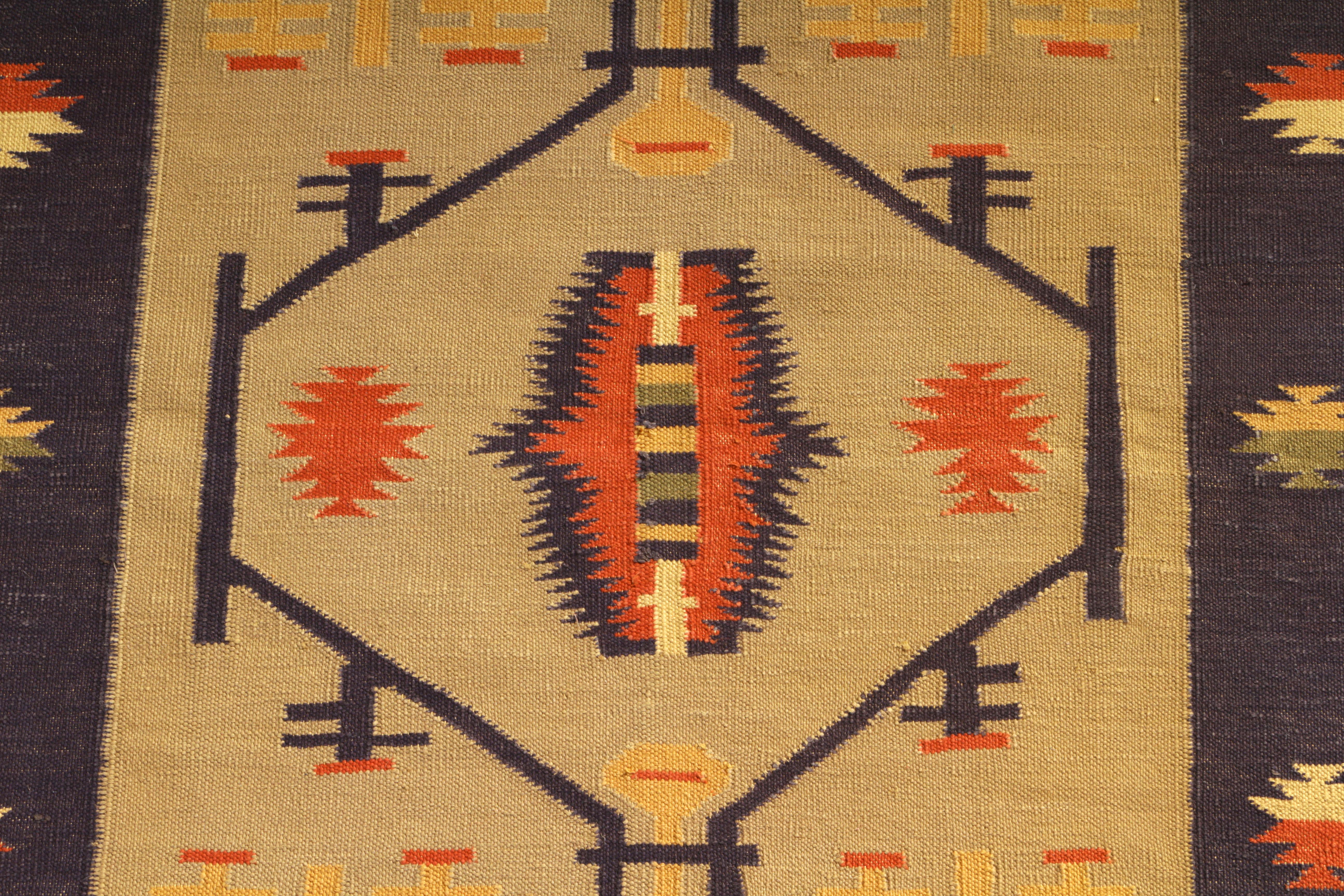 Contemporary Flat-Weave Rug Blue Tribal Pattern by Rug & Kilim In Good Condition In Long Island City, NY