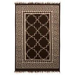 Alfombra contemporánea de tejido plano Rug & Kilim Alfombra Kilim de transición marrón y beige