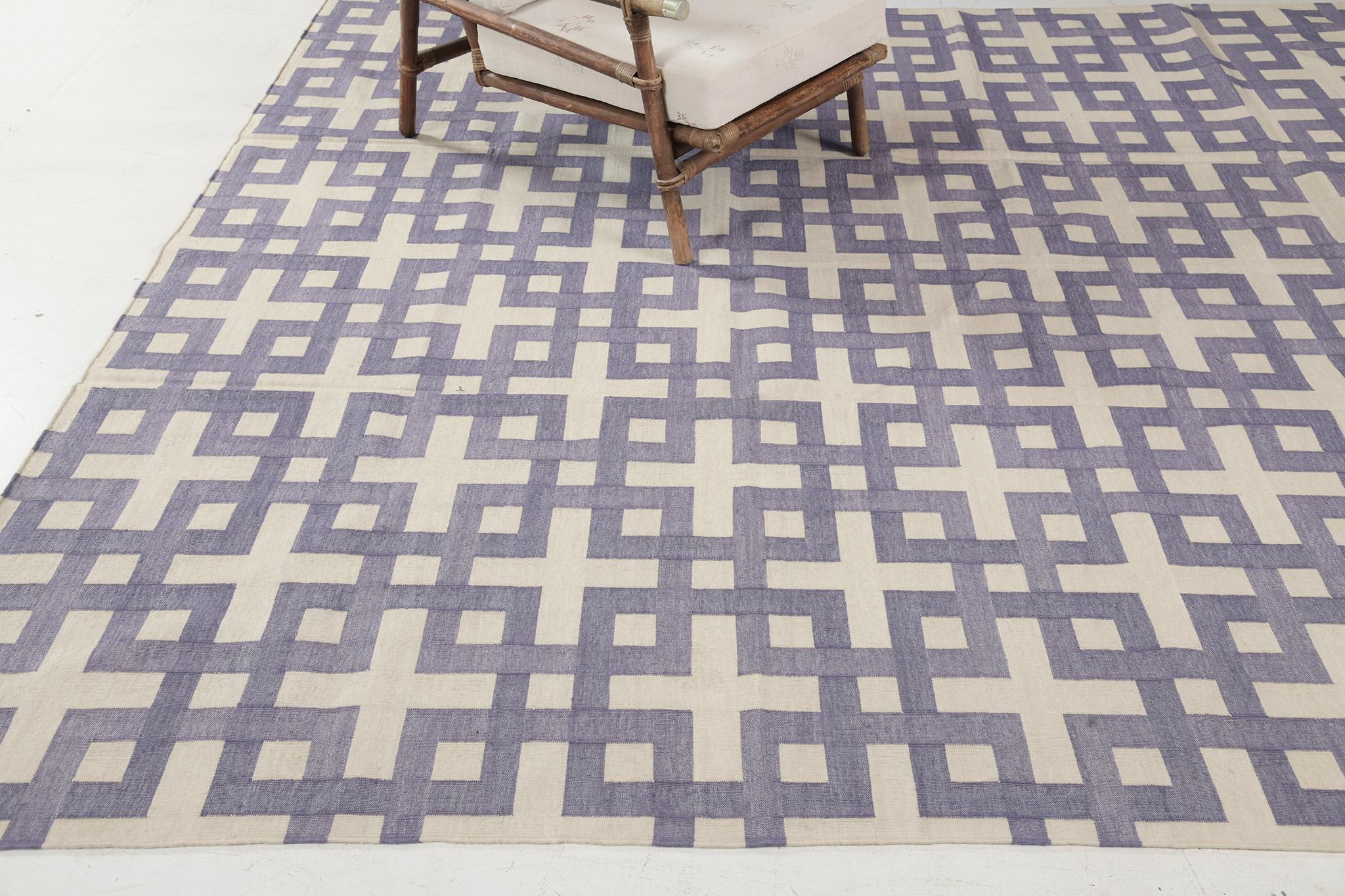 Contemporary Flat-Weave Rug Cielo Collection Estera Violet In New Condition For Sale In WEST HOLLYWOOD, CA