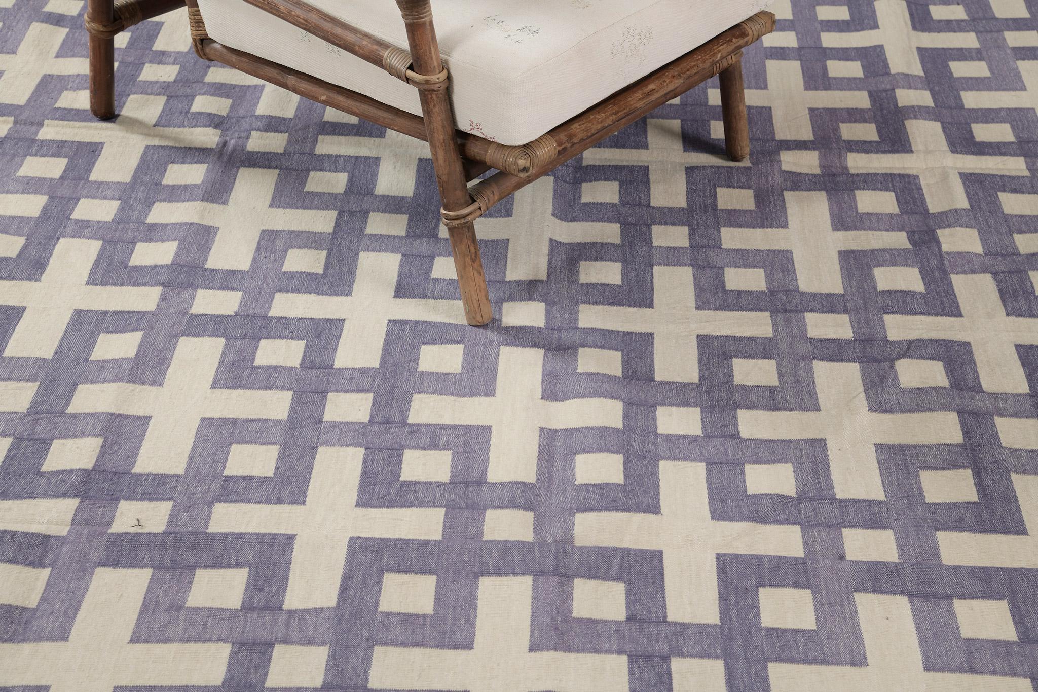 Contemporary Flat-Weave Rug Cielo Collection Estera Violet For Sale 1