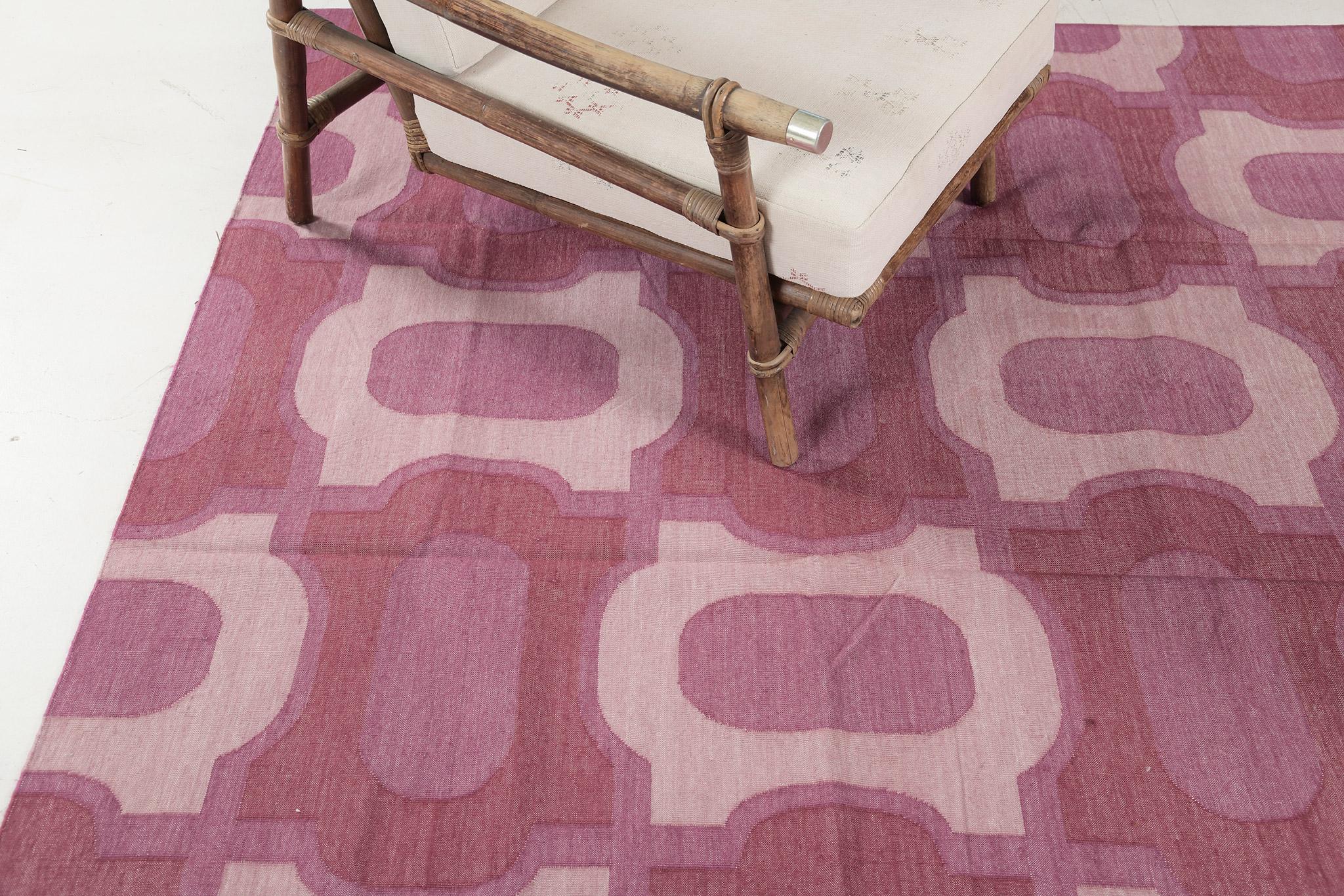 Contemporary Flat-Weave Rug Cielo Collection Gems Fuchsine In New Condition For Sale In WEST HOLLYWOOD, CA