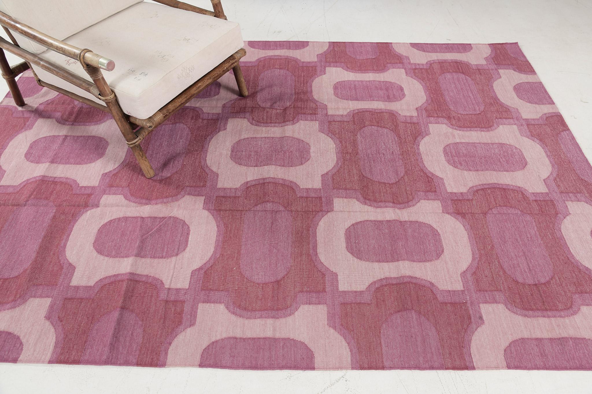 Contemporary Flat-Weave Rug Cielo Collection Gems Fuchsine For Sale 1