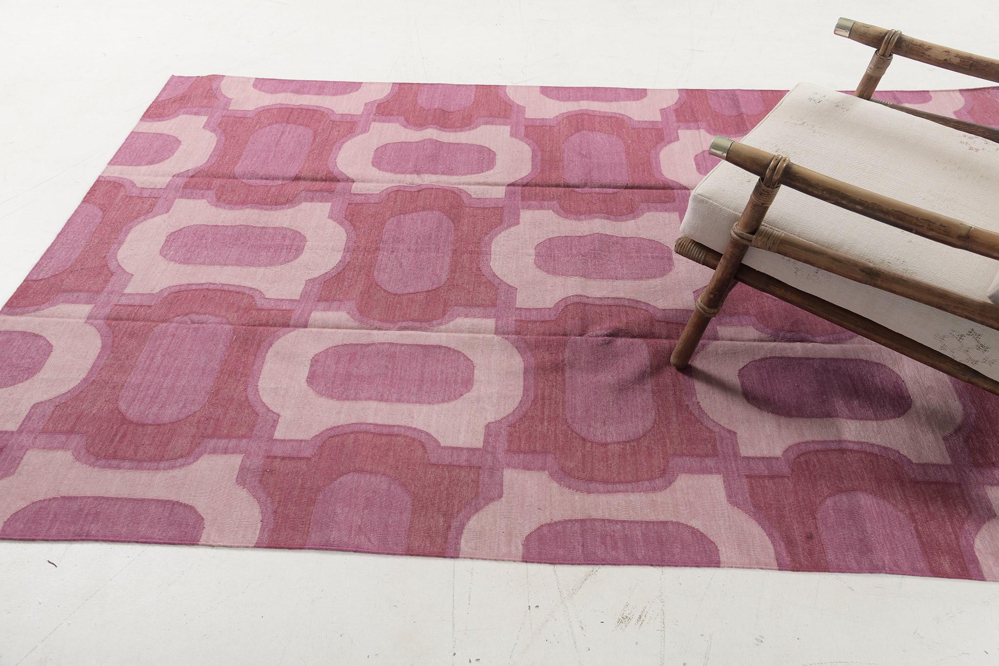 Contemporary Flachgewebe Teppich Cielo Collection Gems Fuchsine im Angebot 1