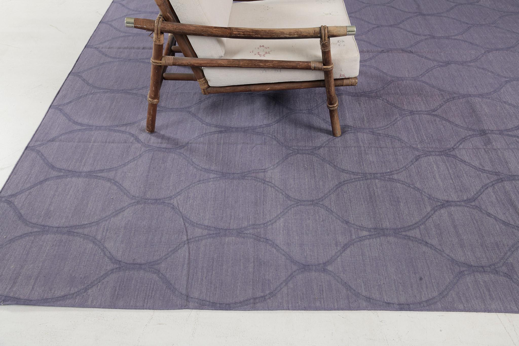 Hand-Knotted Contemporary Flat-Weave Rug Cielo Collection Valla Elderflower For Sale