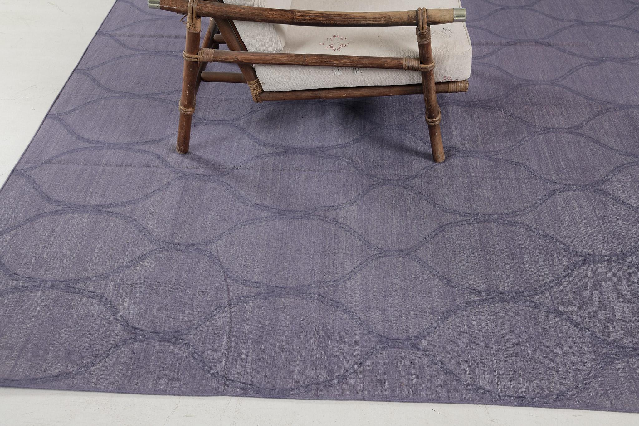 Wool Contemporary Flat-Weave Rug Cielo Collection Valla Elderflower For Sale