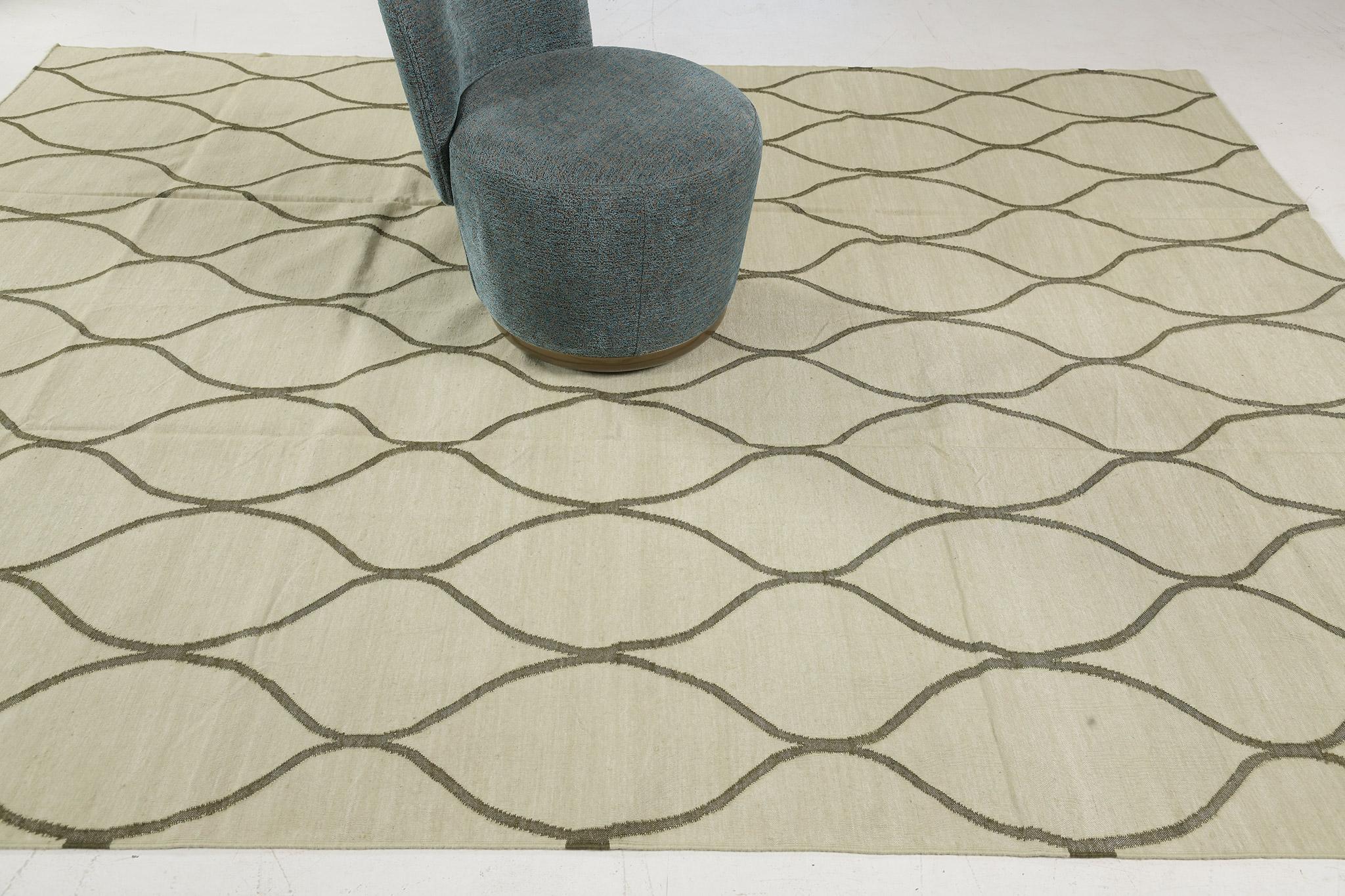 Contemporary Flat-Weave Rug Cielo Collection Valla Grasshopper In New Condition For Sale In WEST HOLLYWOOD, CA