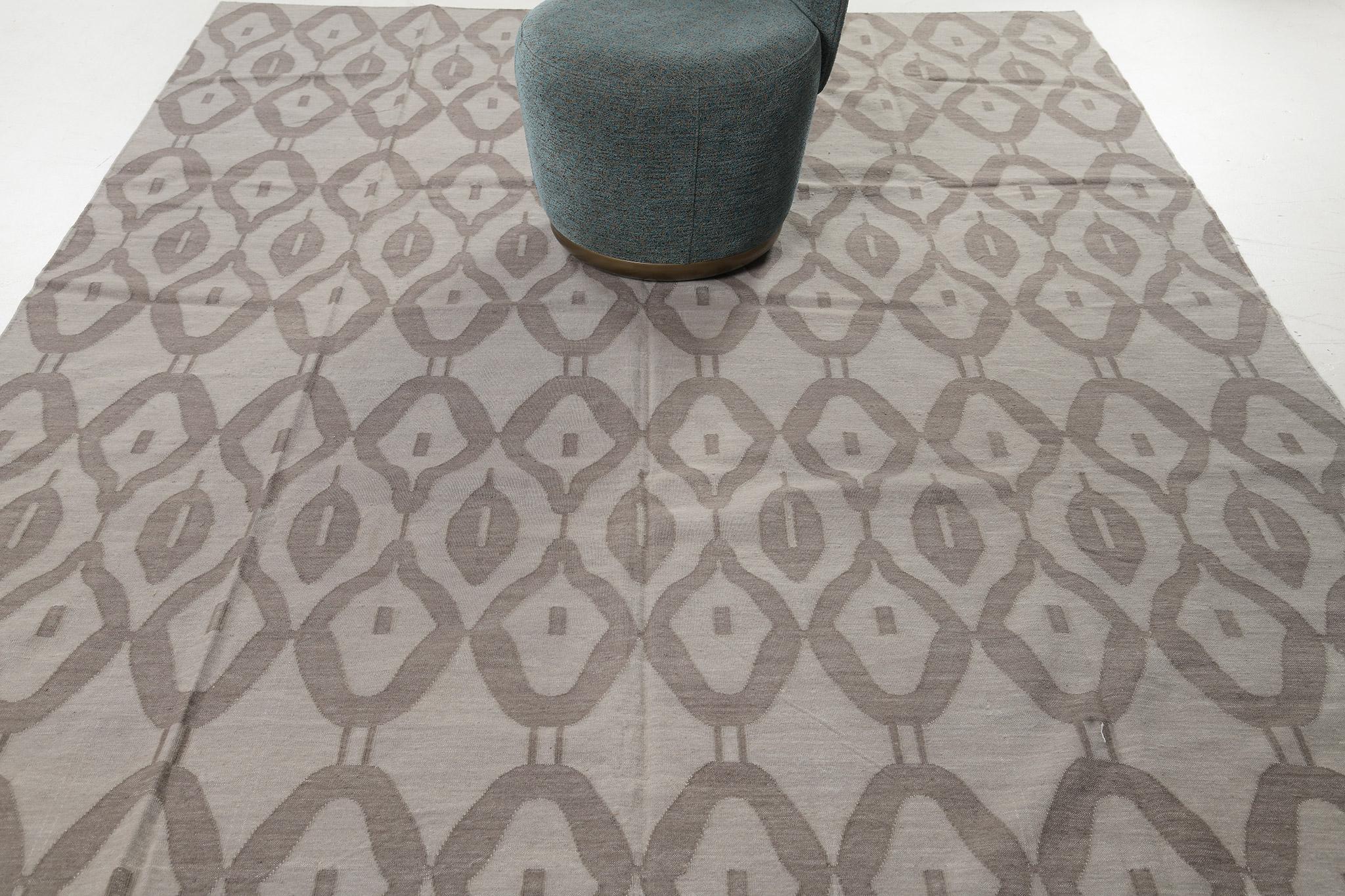 Contemporary Flat-Weave Rug Cielo Collection Zag Mocha For Sale 1