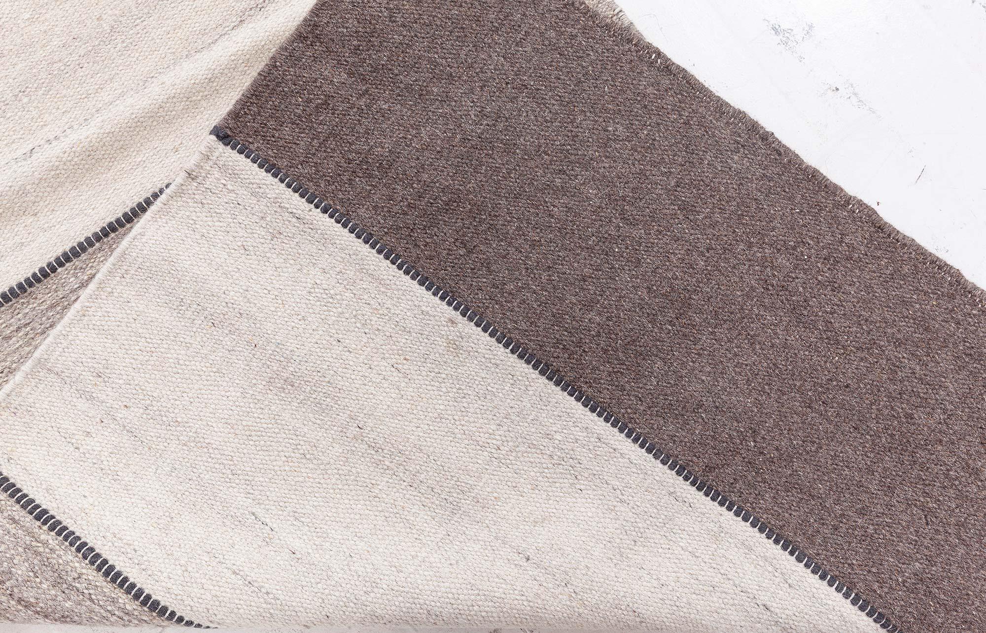 Hand-Woven Contemporary Flat Weave Striped Wool Runner by Doris Leslie Blau For Sale