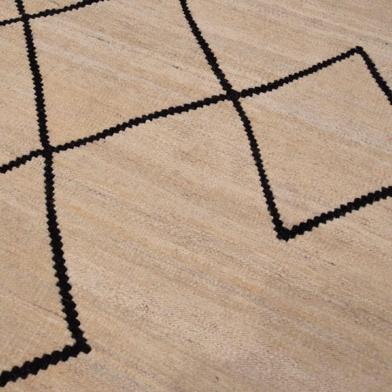 Contemporary Flat-Wave Wool Kilim Beige and Black Color 4