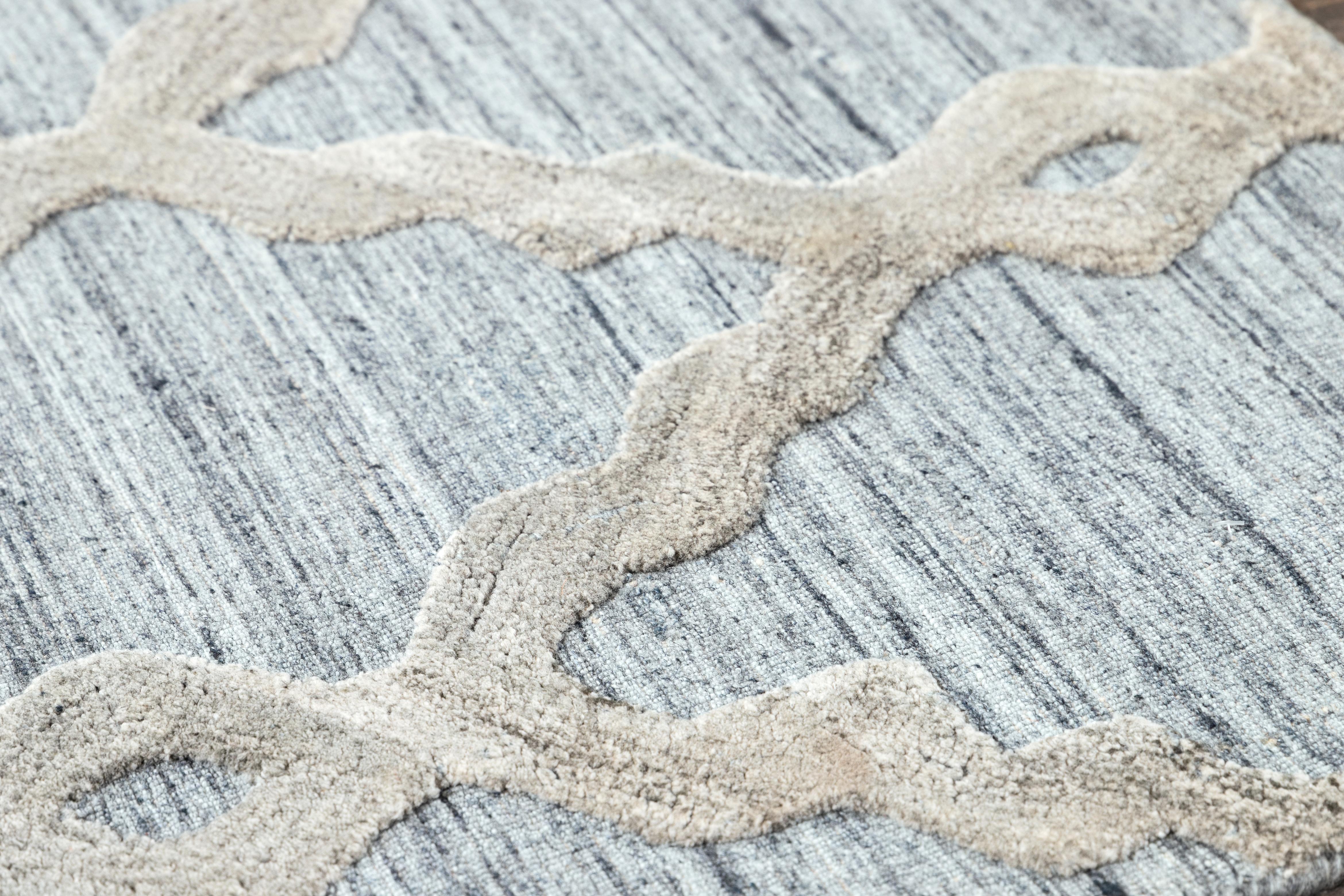 Zeitgenössischer Flachgewebe-Teppich aus Wolle (Indisch) im Angebot