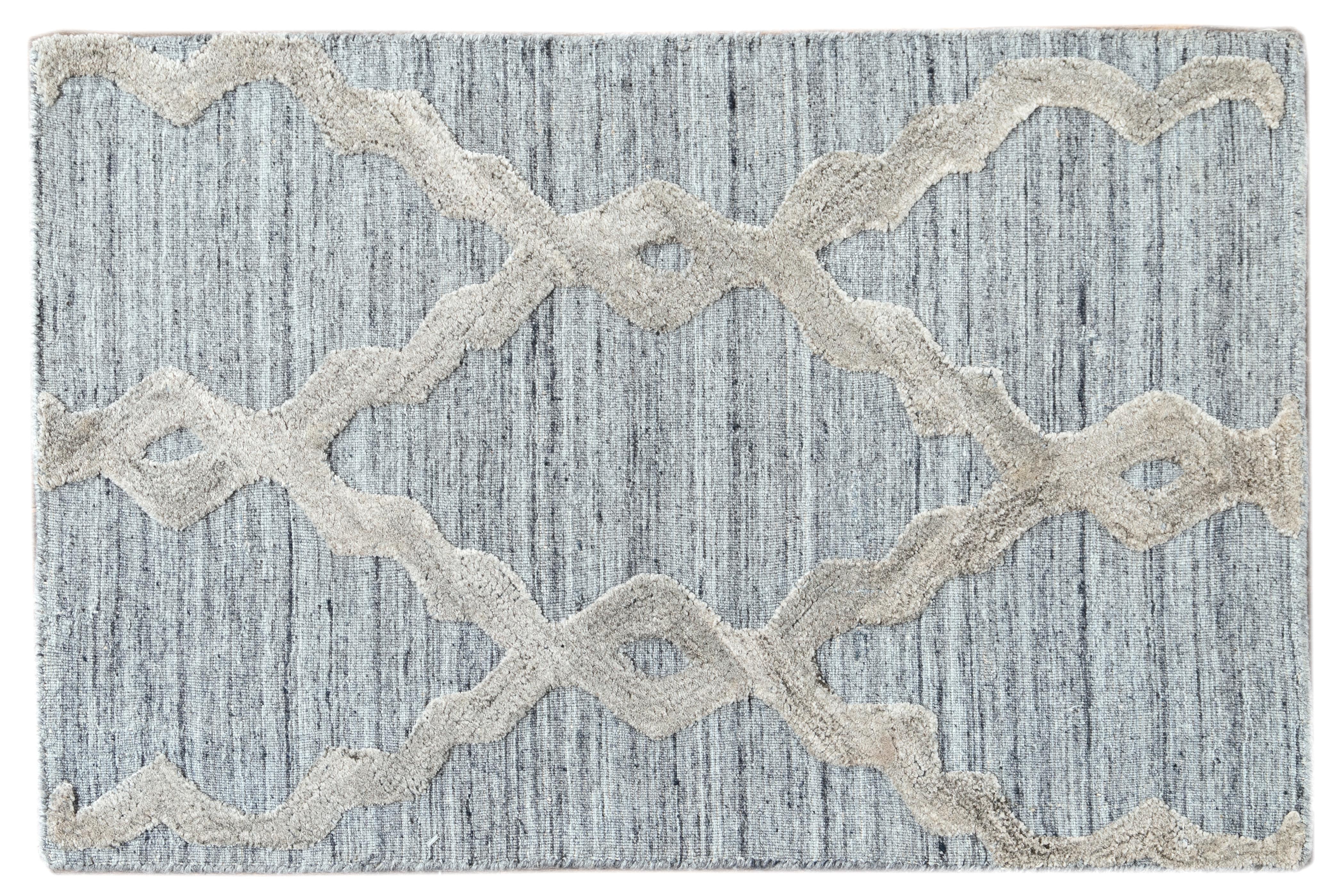 Zeitgenössischer Flachgewebe-Teppich aus Wolle (Handgefertigt) im Angebot