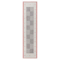 Contemporary Flatweave Geometric Gray Runner "Carrelage" by Doris Leslie Blau