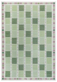 Contemporary Flatweave Geometric Ivory Hand-Knotted Rug by Doris Leslie Blau