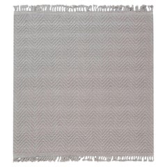 Contemporary Flatweave Herringbone Gray Carpet "Undulate" by Doris Leslie Blau