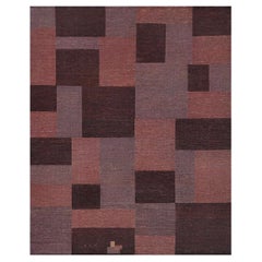 Tapis contemporain en laine à tissage plat et patchwork
