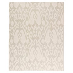 Contemporary Flatweave Stylized "Palmette" Gray With Ivory Carpet