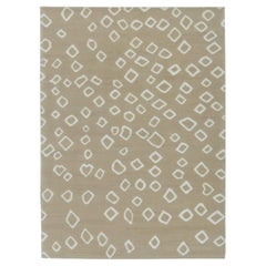Contemporary Flatweave Tan Silk Carpet "Quadrille" by Doris Leslie Blau