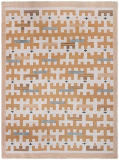 Contemporary Flatweave Tribal Tan With Beige Rug "Crux" by Doris Leslie Blau
