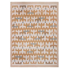 Contemporary Flatweave Tribal Tan With Beige Rug "Crux" by Doris Leslie Blau