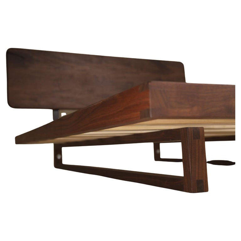 Contemporary Floating Platform Bed in Walnut by Boyd and Allister For