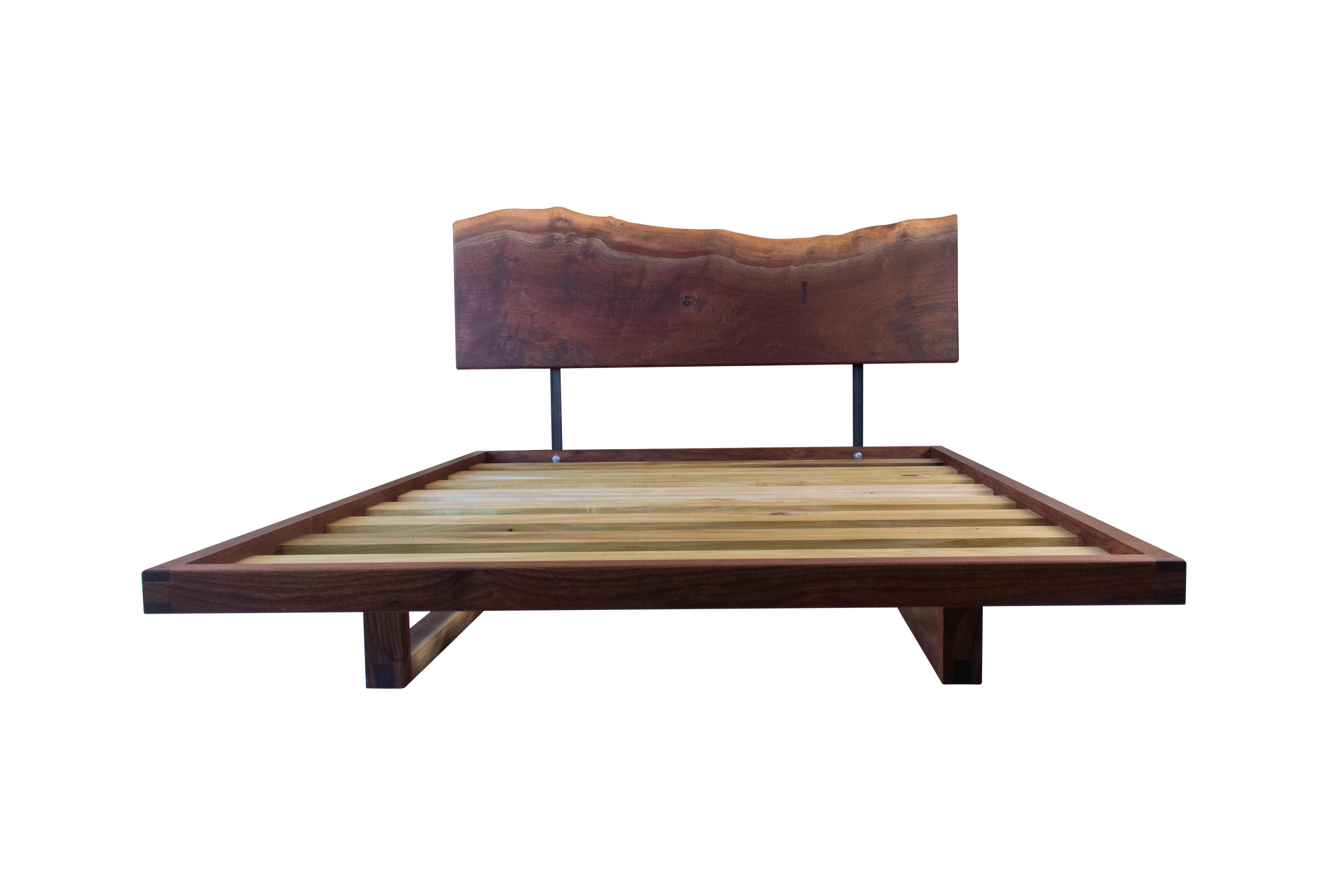 Contemporary Floating Platform Bed in Walnut by Boyd & Allister  In New Condition For Sale In Santa Fe, NM