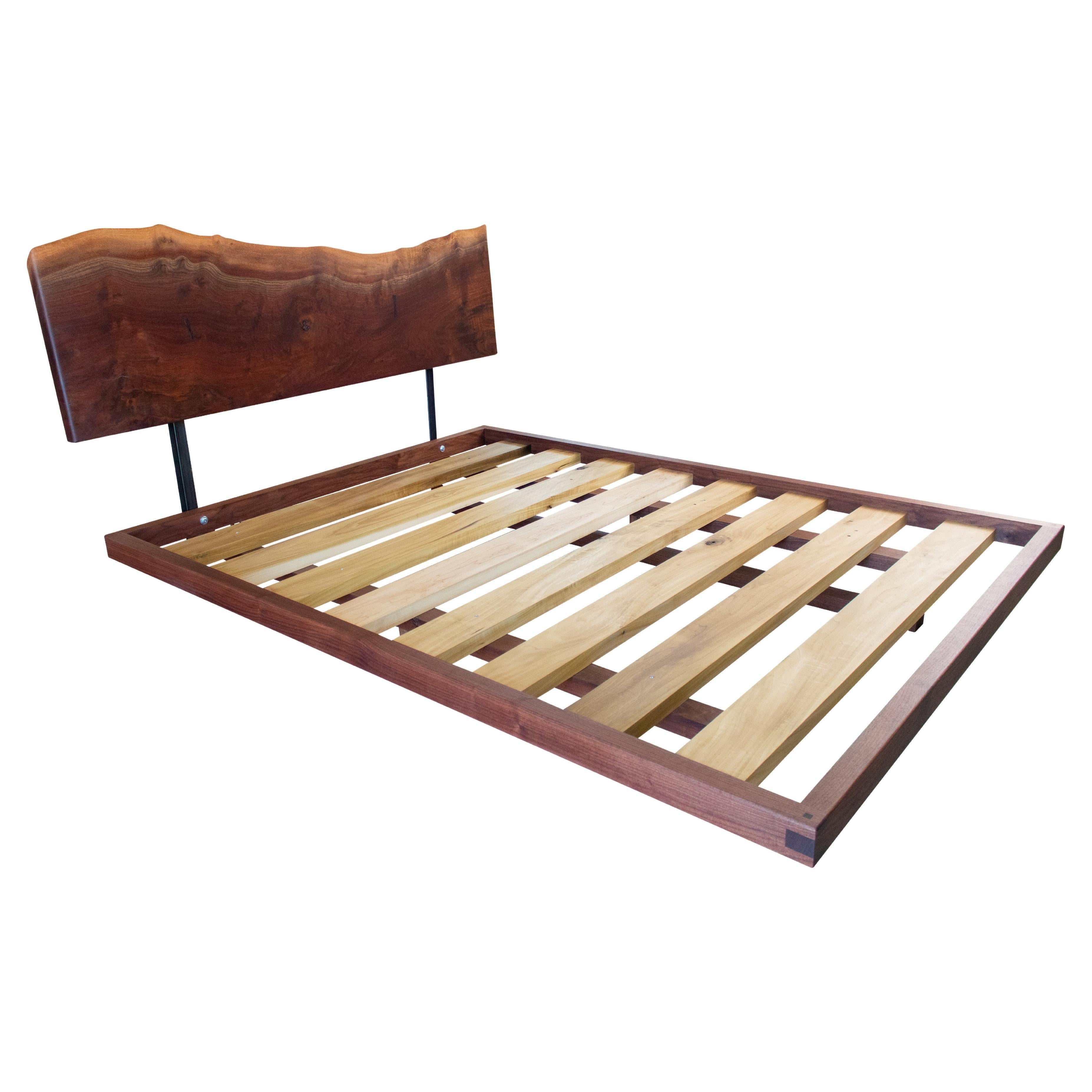 Contemporary Floating Platform Bed in Walnut by Boyd & Allister  For Sale