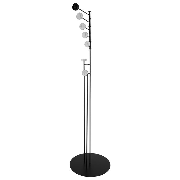 Contemporary Floor Coat Rack Made with Brazilian Marble and Steel, Tiago Curioni For Sale