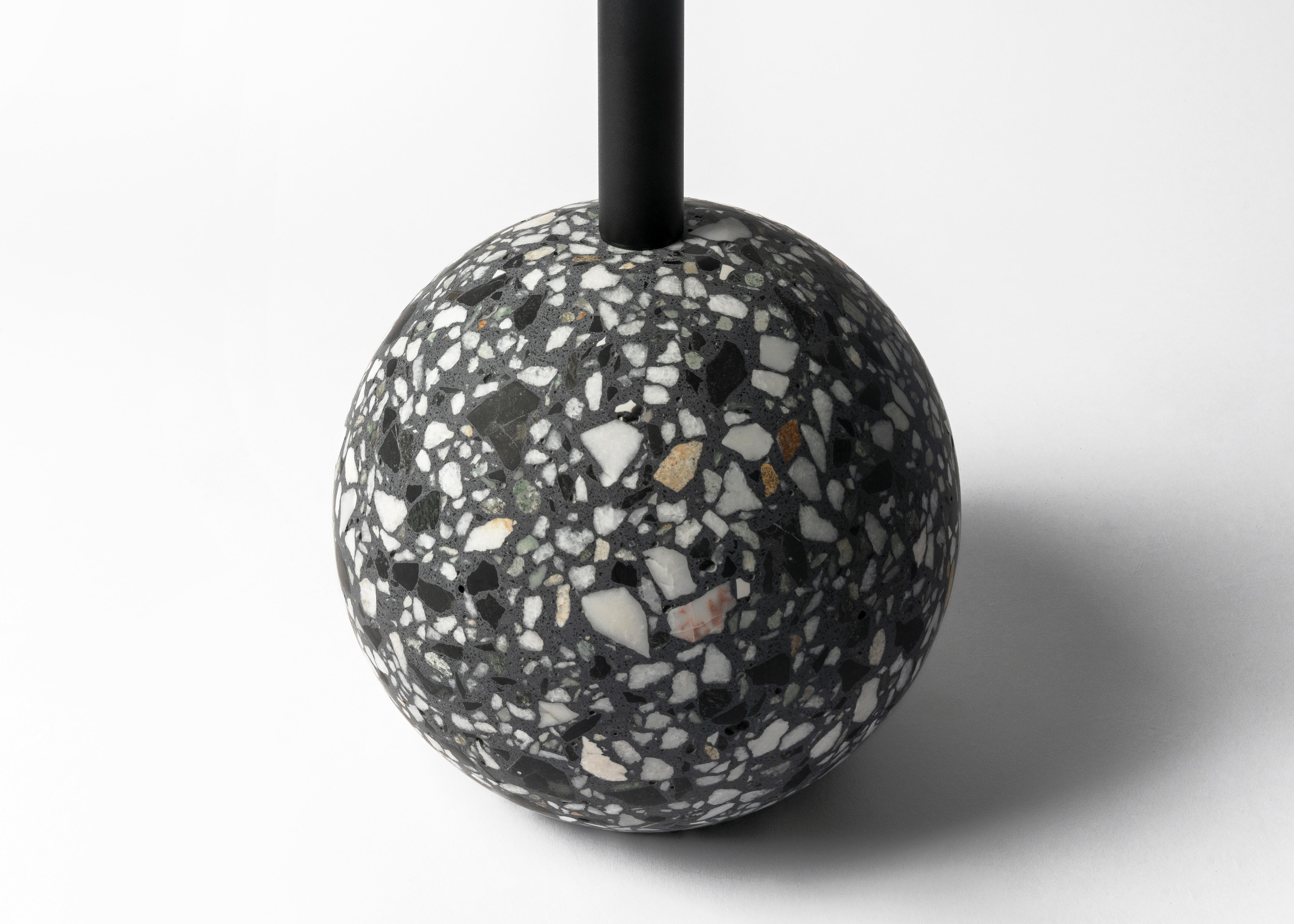 Concrete Contemporary Floor Lamp '8' in Black Terrazzo For Sale