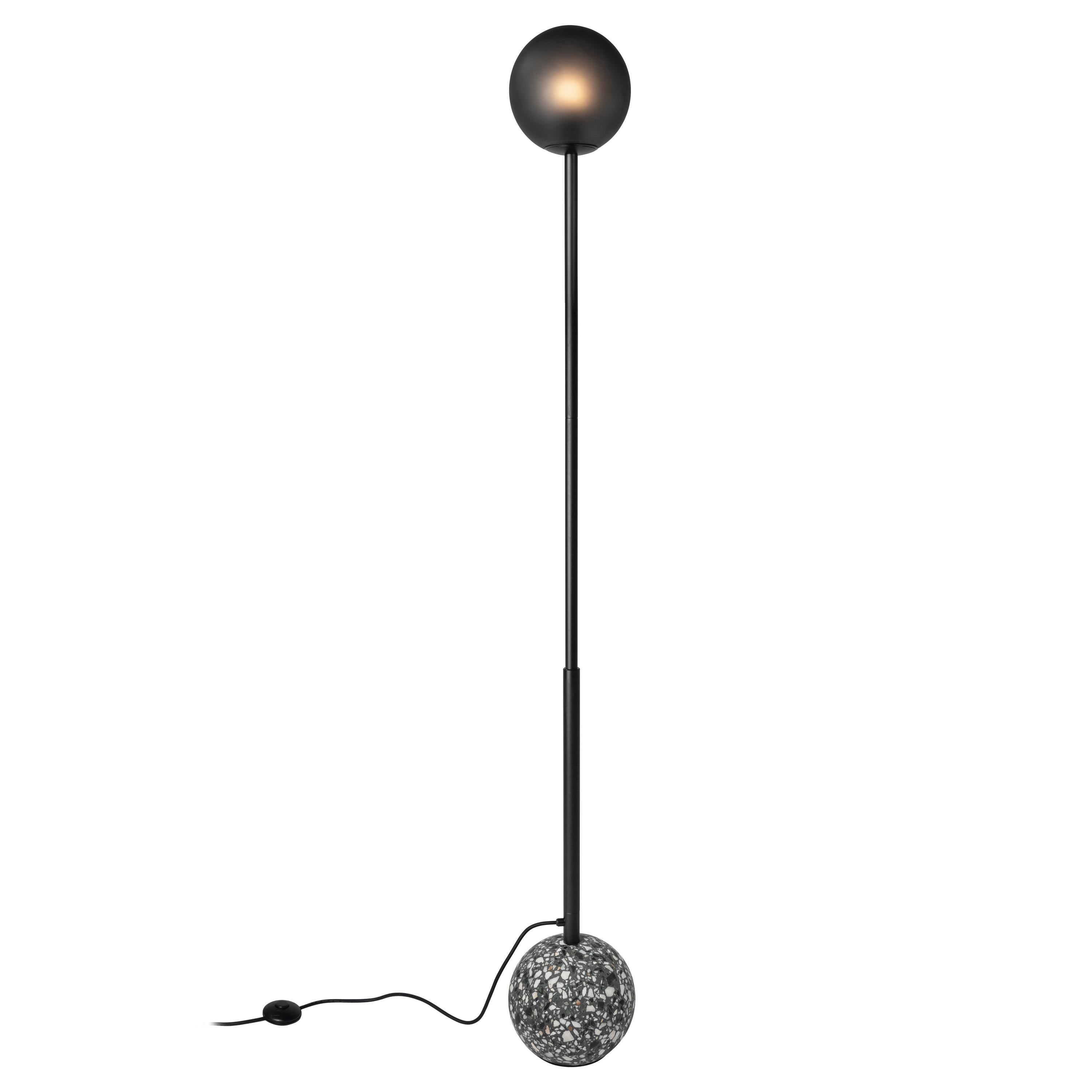 Lampadaire contemporain '8' en terrazzo noir en vente