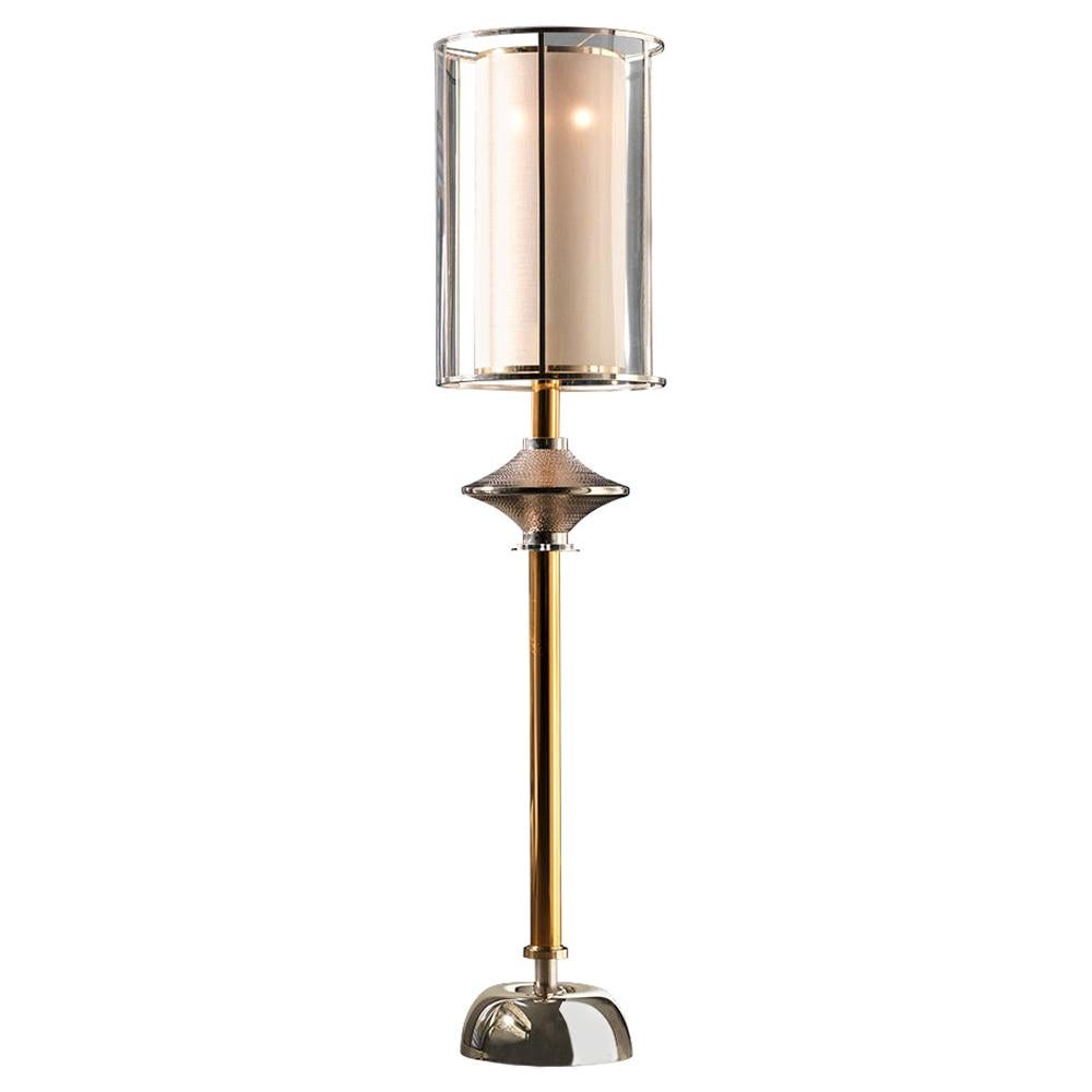 Contemporary Floor Lamp Brass Nickel Gold Majolica Glass Platinum Italy  For Sale