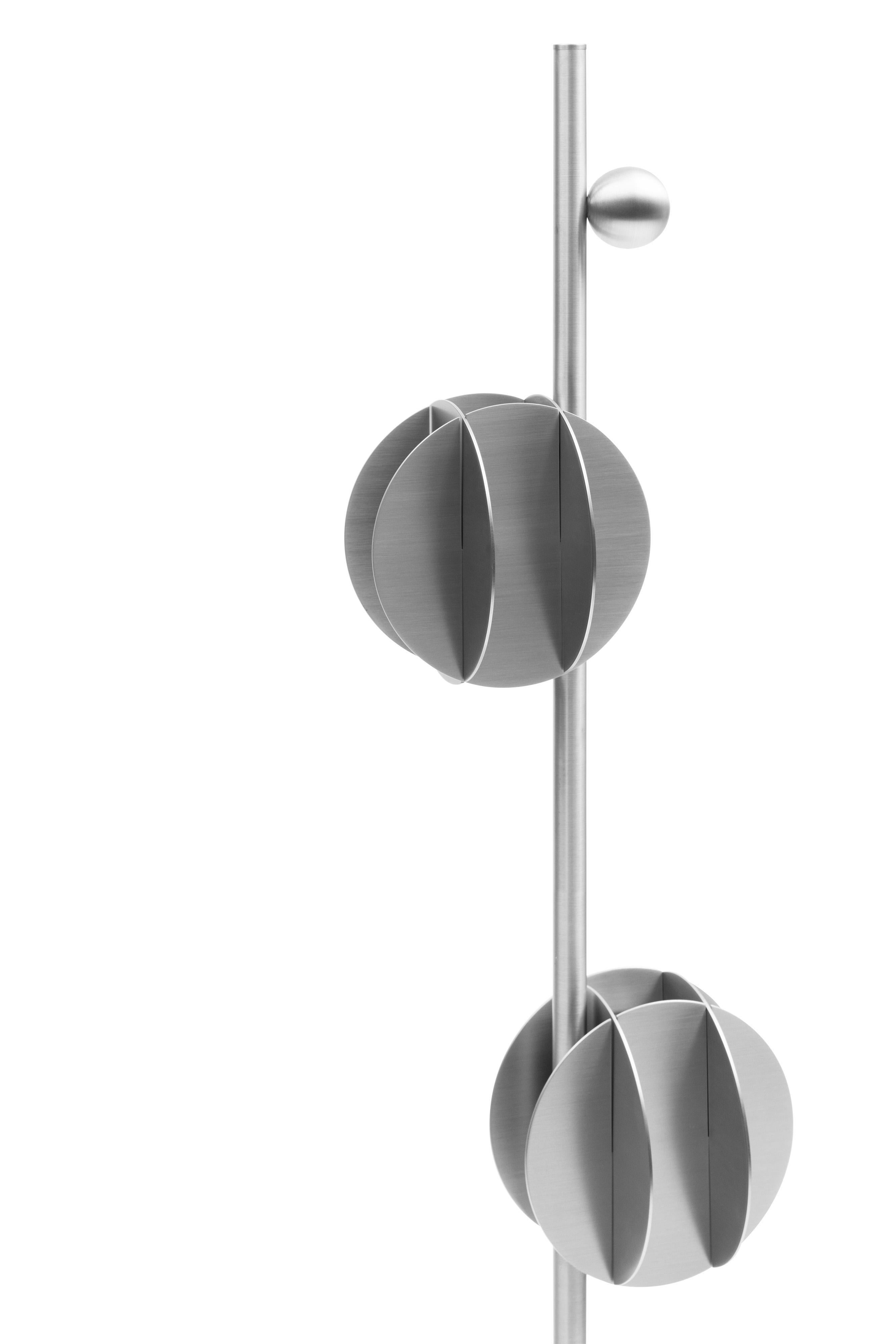 Brushed Contemporary Floor Lamp EL CS3 by Noom, Stainless Steel For Sale