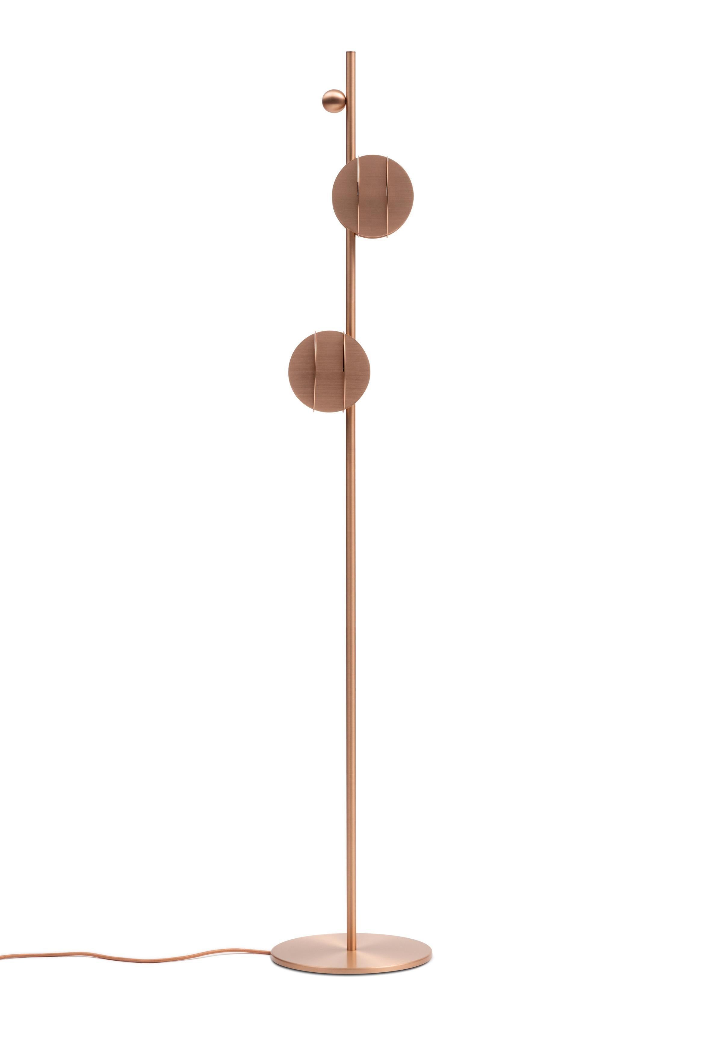 Brand: NOOM
Designer: Kateryna Sokolova
Materials: Copper / Brass / Stainless steel
Dimensions: H 170 cm x W 30 cm x D 30 cm
EU version: 2 x LED 10WG9220 -240V50 Hz
USA version: 2 x LED 10W G9 110V 60 Hz.

EL collection of lighting is inspired by