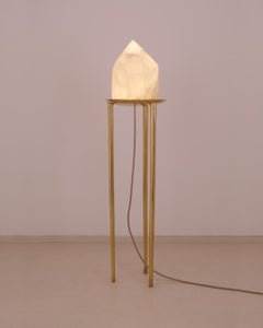 "Altar" Contemporary Floor Lamp in Cast Brass and Raw Crystal by Estudio Orth