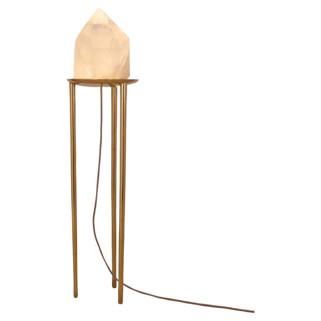 "Altar" Contemporary Floor Lamp in Cast Brass and Raw Crystal by Estudio Orth For Sale
