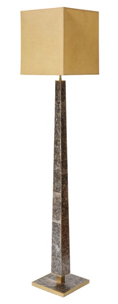 Modernist series Floor Lamp in Mica and Brass