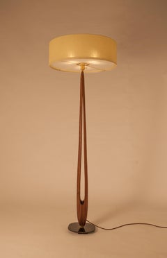 Contemporary Floor Lamp "La Cigogne" by Oma Light Design, Walnut, Barcelona