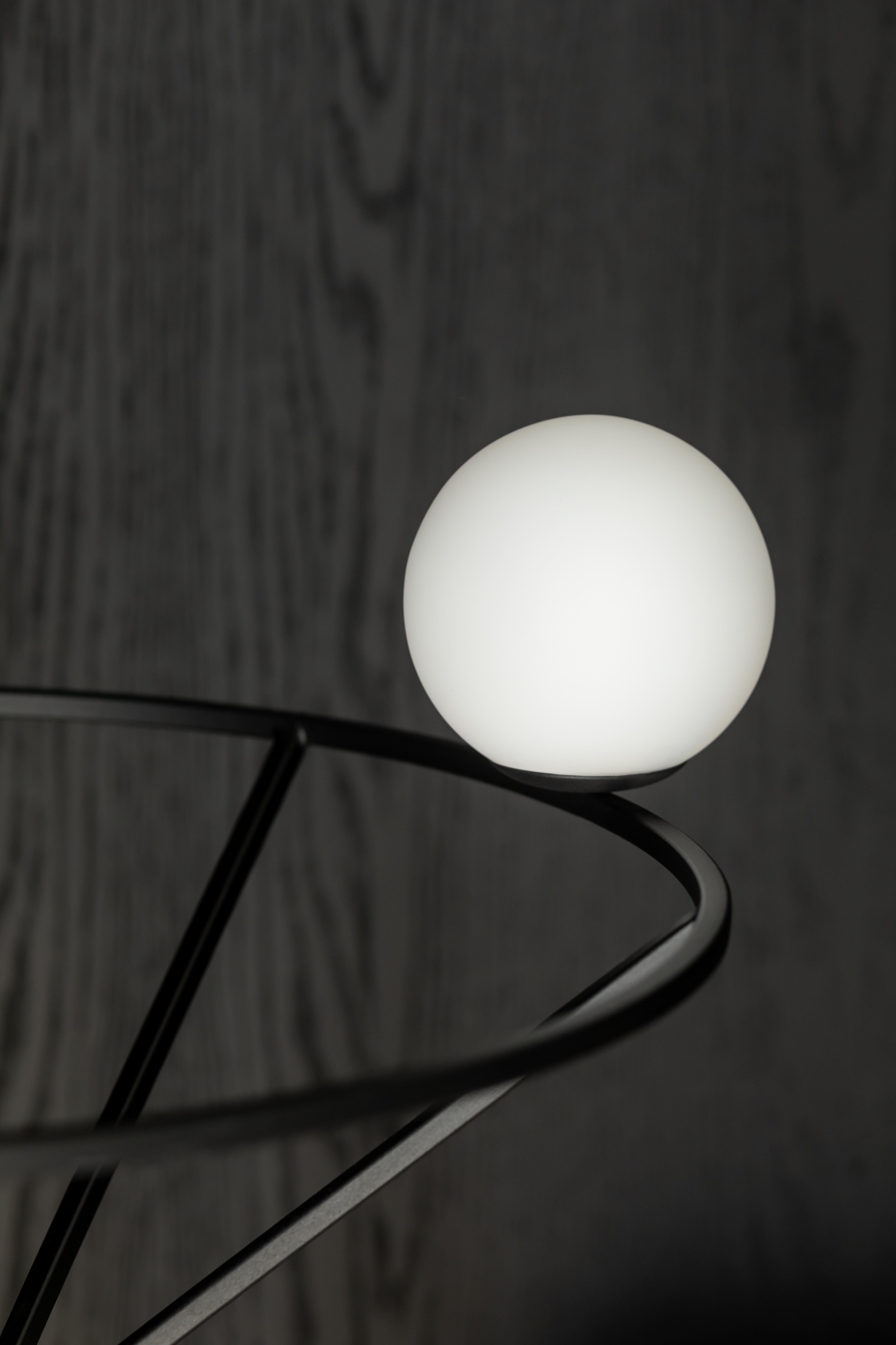 Steel Modern Floor lamp lighting table Restaurant minimalism Artist White Opaque Glass For Sale