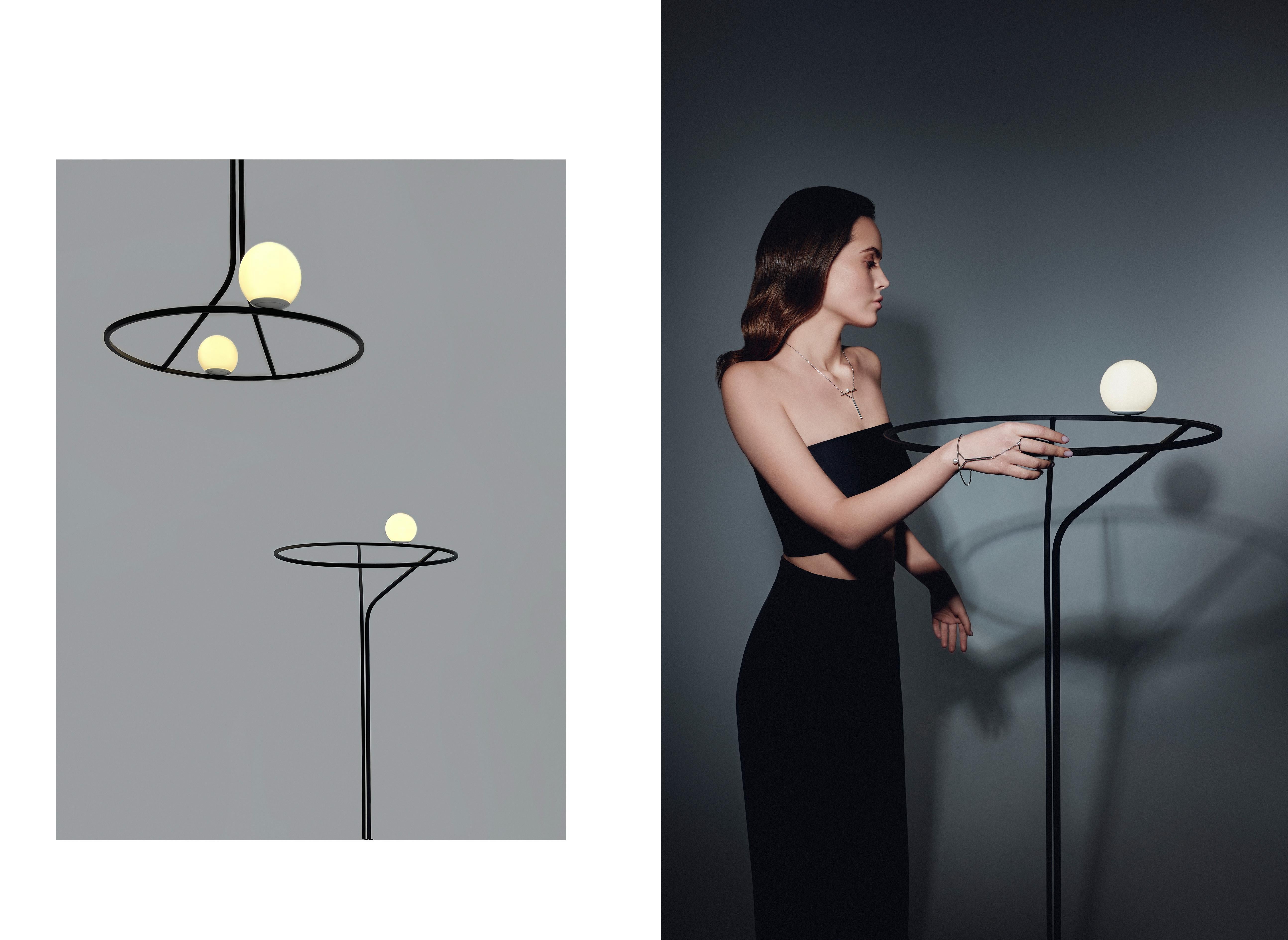 Modern Floor lamp lighting table Restaurant minimalism Artist White Opaque Glass In New Condition For Sale In Vilnius, LT