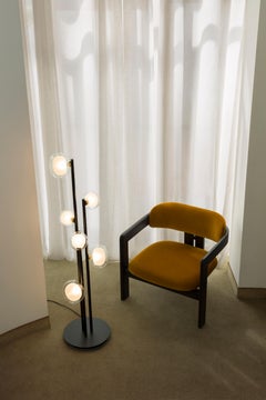 Contemporary Floor Lamp 'Nabila' by Tooy, Black & Smoke Glass