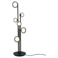Contemporary Floor Lamp 'Nabila' by Tooy, Black & Smoke Glass