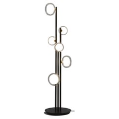 Contemporary Floor Lamp 'Nabila' by Tooy, Brushed Brass & Clear Glass