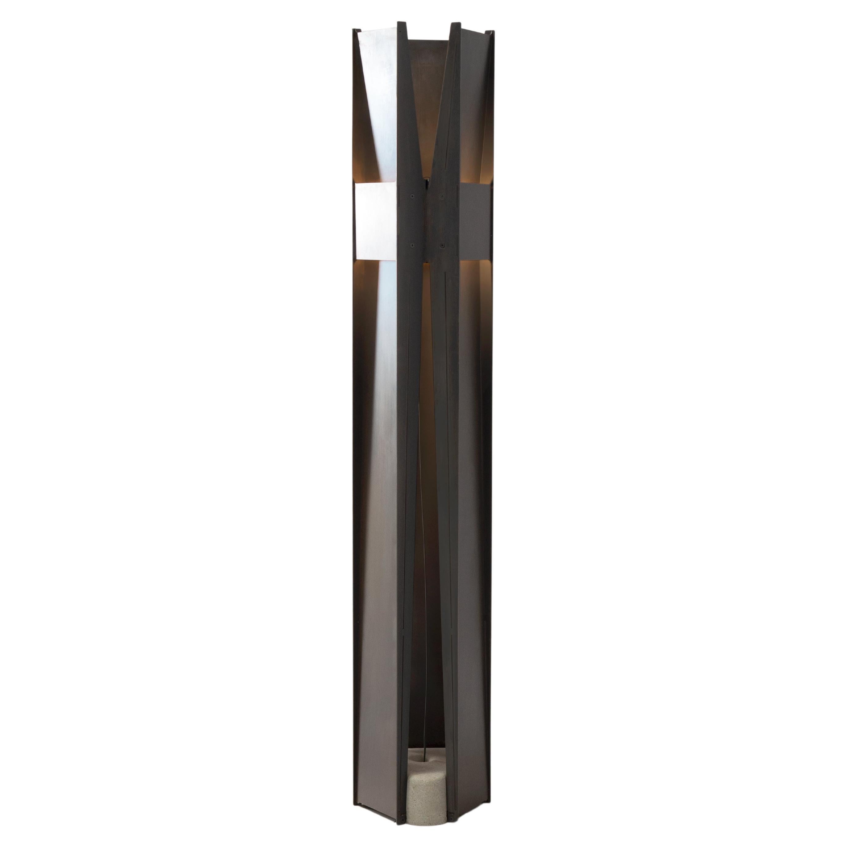 Contemporary Floor Lamp 'Vector' by A-N-D, Black Steel For Sale