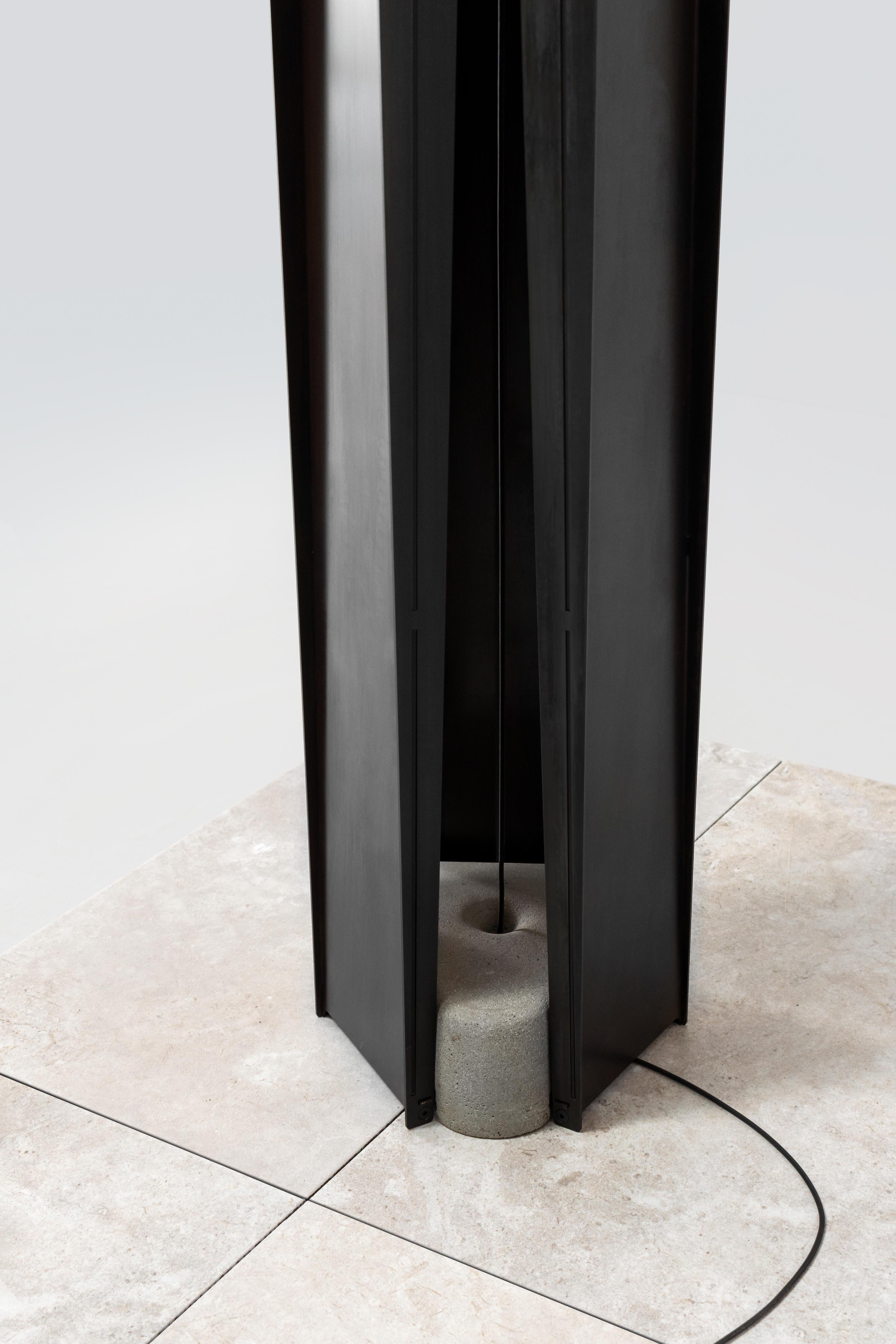 Contemporary Floor Lamp 'Vector' by A-N-D, Weathered Steel For Sale 4